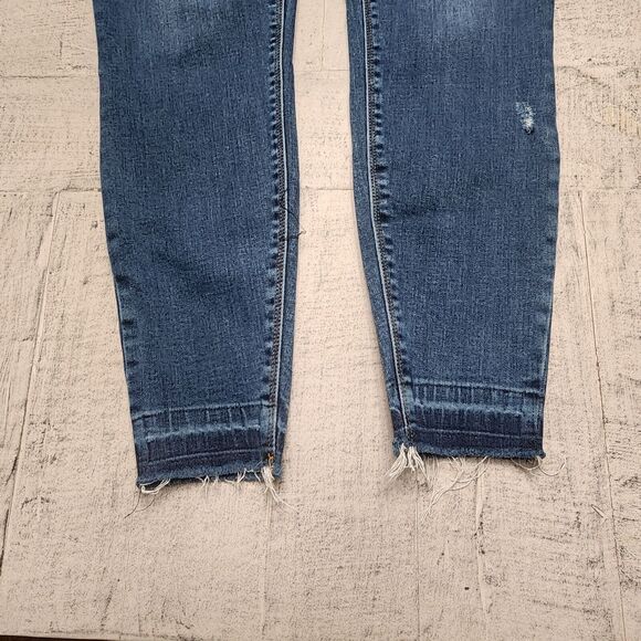 Spanx Distressed Ankle Skinny Jeans Women's M High Rise Stretch‎ Denim Raw Hem - Picture 4 of 12